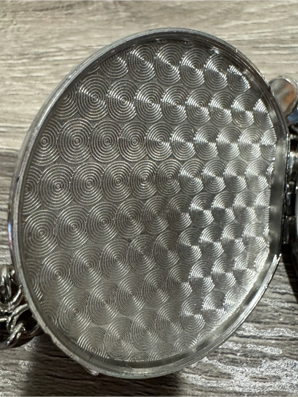 Silver Pocket Watch with Train Motif and Chain - Men Accessories